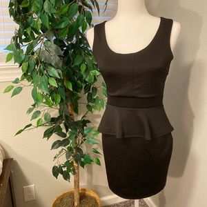 Black Peplum Body Con Dress